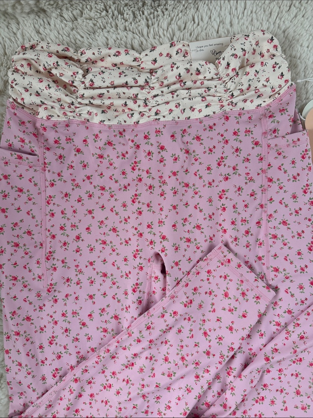 Aerie Pink Floral Ruffled-Waist Leggings - Picture 2 of 6